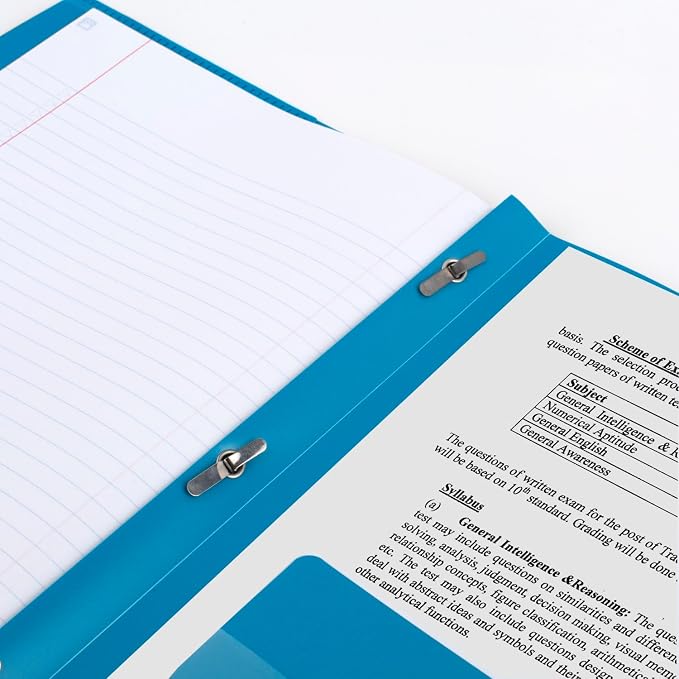Five Star Folder, 2 Pocket, 8-1/2" x 11" | Plastic | Tidewater Blue | Prong Fasteners | Pack of 2