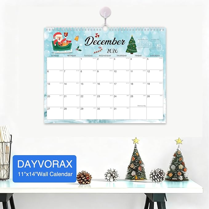 2027 Wall Calendar - 18 Months Wall Calendar 2026-2027 with Thick Paper, Jul 2026 - Dec 2027, 14" x 11", Twin-Wire Binding, Home or Office Calendar for Easy Organizing