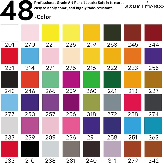 Oil-based Colored Pencils Set for Adult Professional Coloring 3.7mm Thick Core Unbreakable Great Color Rendering Iron Box Packed For Artists & Art Lovers (Renoir 3100 Series-48 Colors)