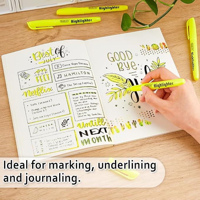 Shuttle Art 70 Pack Highlighters, Yellow Highlighters with Versatile Chisel Tip, Highlighter Markers Bulk in Vibrant Color for Highlighting as Office, School Supplies