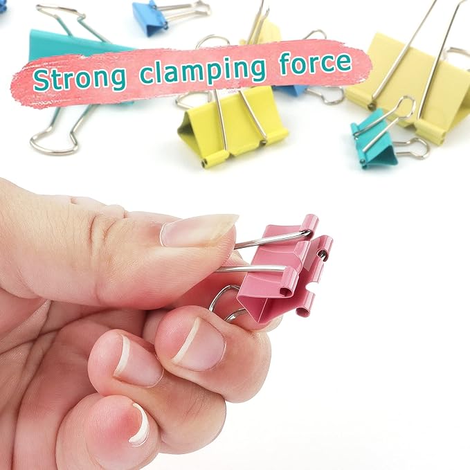 ZZTX 40 Pack Small Binder Clips 0.75 Inches Assorted Colors | Paper Clamps Clips, Durable steel, Strong clip, Color-coded