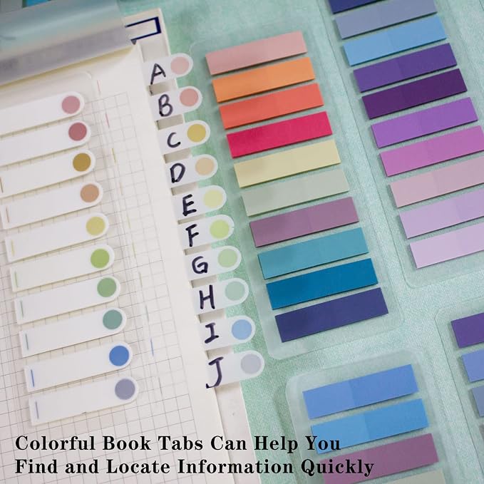 ELII 2400Pcs Sticky Tabs for Annotating Books,Morandi Book Tabs | Binders,Page Markers Clear Sticky Notes, Writable and Repositionable,Book Flags Strip Index Tabs,Page Tabs,Bible Study