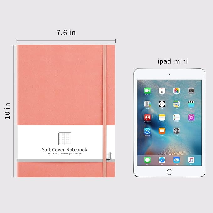 AHGXG Dotted Journal Notebook, 384 Pages, 120GSM, B5 (7.6'' × 10'') | 2 Pack, Leather Hardcover, for Journaling, Planning, Tracking (Blackpink)