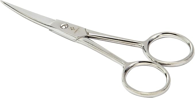 Mundial 171 Specialty Forged 4" Curved Embroidery & Scherenschnitte Scissors – Precision Fine Tip Craft Scissors for Thread Cutting, Paper Art & Detail Work