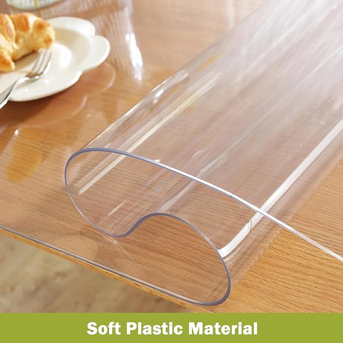OstepDecor Clear Table Cover Protector 54 x 96 Inch, 1.5mm Thick Plastic Table Cover, Dining Table Protector Pad, Waterproof & Easy Cleaning PVC Desk Mat for Dresser, Coffee & Kitchen Wooden Tabletop