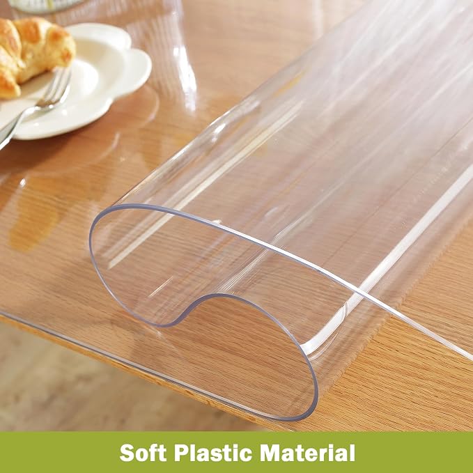 OstepDecor Clear Table Cover Protector 38 x 84 Inch, 1.5mm Thick Plastic Table Cover, Dining Table Protector Pad, Waterproof & Easy Cleaning PVC Desk Mat for Dresser, Coffee & Kitchen Wooden Tabletop