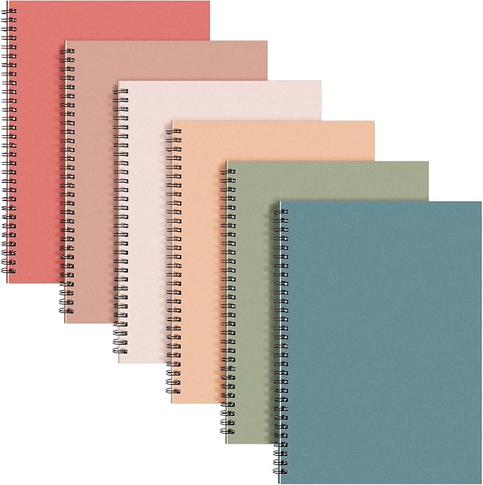 Fuutreo 6 Pack Spiral Notebook 10.5x7.45 Notebook,Retro Series,Classical