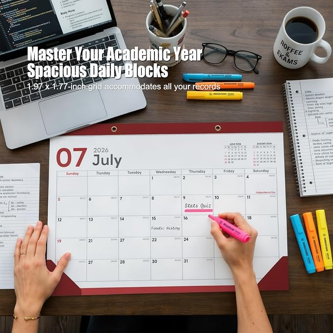 COMIX Desk Calendar 2026-2027, 17" x 12" Monthly Desktop Planner Pad with Frosted Cover, 18 Months July 2026 to December 2027, Thick 120 GSM Paper for Office School Home,3 Pack
