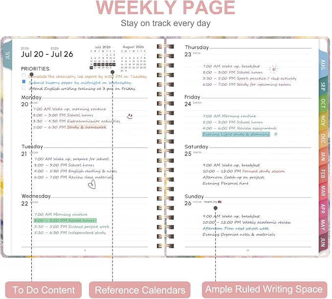 Planner 2026-2027, Weekly and Monthly Academic Planner, July 2026 - June 2027, Hardcover Calendar Agenda Book for School Year Planning, School Supplies for Teacher and Student, Letter Size(8.5'' x 11'')