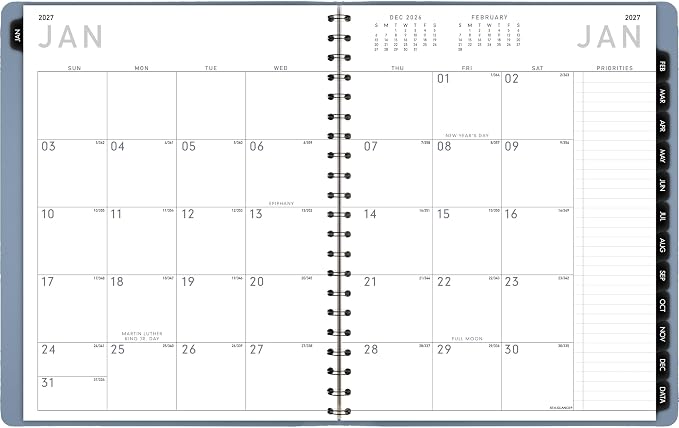 AT-A-GLANCE 2027 Planner, Weekly & Monthly, 8.25" x 11", Contemporary Lite, Slate Blue (70940X2027)