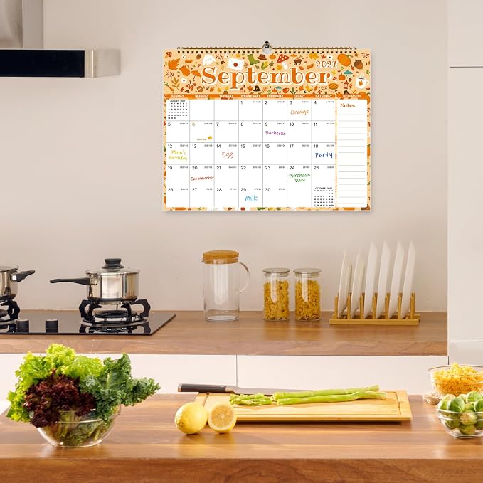 Calendar 2026-2027, 18 Monthly 2026-2027 Wall Calendar July 2026 - December 2027, 14.8" X 11.5", Calendar with Twin-Wire Binding, Hanging Hook, Blocks and Julian Dates (Seasonal Designs)
