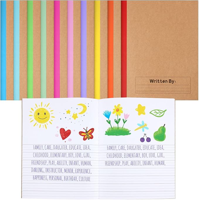 Henoyso 10 Pack Primary Composition Notebook, 9-3/4" x 7-1/2", Kids Primary Journal, K-2 Writing Notebook for Kids Student Draw Write Story Journal Half Blank Books(Stylish Color)