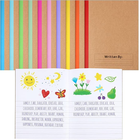 Henoyso 10 Pack Primary Composition Notebook, 9-3/4" x 7-1/2", Kids Primary Journal, K-2 Writing Notebook for Kids Student Draw Write Story Journal Half Blank Books(Stylish Color)