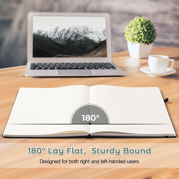 Blank Notebook, Hardcover Sketch Book, 8.5" x 11" Large Blank Journal, No Bleed Thick Paper Sketchbook for Drawing, Unlined Notebook Journal for Women Men, A4 Leather Sketchbook, Lay Flat, Light Green