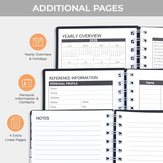 M&G 2026 Planner, Weekly and Monthly Planner Calendar, Jan 2026-Feb 2027 Agenda Book With Monthly Tabs for School Work Home Supplies, A5 8x5