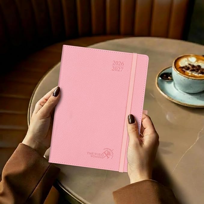 POPRUN Planner 2026-2027 (Size 6.75"x 8.75"), Academic Year Weekly Planner | Calendar Book Jul.2026 - Jun.2027, Appointment Book with Monthly Tabs, Leather Hardcover, Inner Pocket, 100GSM -Forest Green