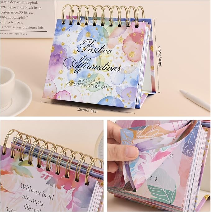 Bright Every Day Daily Flip Calendar with Inspirational Quotes - Motivational Perpetual Calendar Desk Office Home Decor for Women, Gifts Desk Accessor
