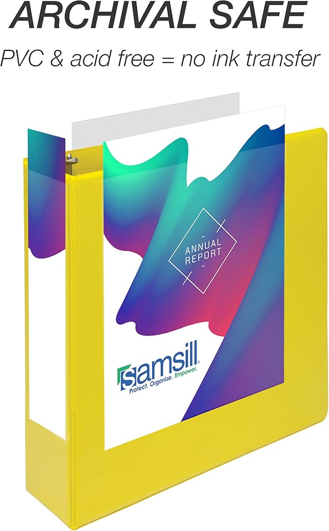 Samsill Durable 2 inch 3 Ring Binder, D Ring Binder, 100% Recycled Chipboard, Yellow, 12 Pack
