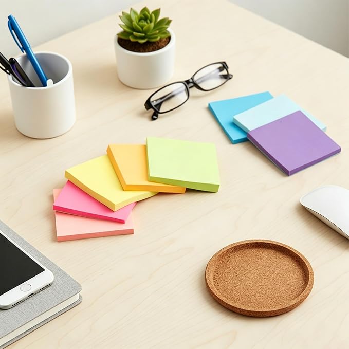 Sticky Notes Pop Up Sticky Notes 8 Pads 8 Colors 3x3 100 Sheets Large Self-Stick Stickies Note Pads Teacher Back to School Supplies and Oﬃce Products