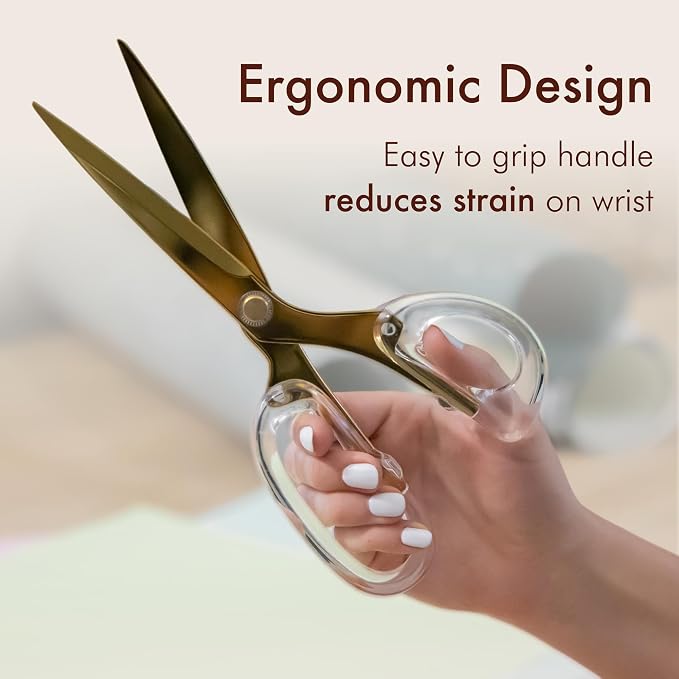 OfficeGoods 9” Stainless Steel Acrylic Scissors for Office and Home - Aesthetic and Sharp All Purpose Scissors, Perfect for Sewing, Arts and Crafts - Gold