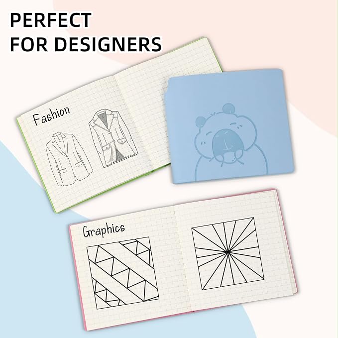 BOBO RABBIT 3 Pack Mini Grid Notebooks Pocket Size Graph Paper Journal Total 600 Pages Steno Pads Memo Notebook Small Softcover Leather Cartoon Capybara Pattern Cute Journal for Writing Sketching Drawing Lay Flat, 3.9"x3.9" Inner(Mini Square)