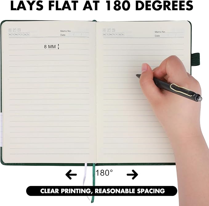 Aodaer 30 Set Lined Notebook Journals with Pens A5 Notebooks 100 GSM College Ruled Hardcover Notebook PU Leather Notepad with Pen Holder for Office School, 5.7 x 8.3 Inches, Dark Green