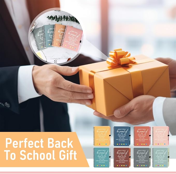 Resurhang 48 Pcs/24 Set Back to School Gifts for Students Teacher, Inspirational A6 Spiral Journal Notebook with Pen for Employee Team Teachers Students Classroom Rewards(Fresh Color,May You)