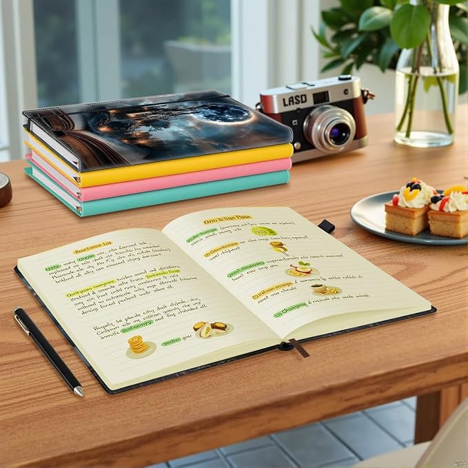 Hardcover Executive Notebooks, A5 PU Leather Lined Journal Notebook, 200 Pages Thick Paper Subject Notebooks for School,Work,Home Writing Business Notebook, Diary Book ，Castle