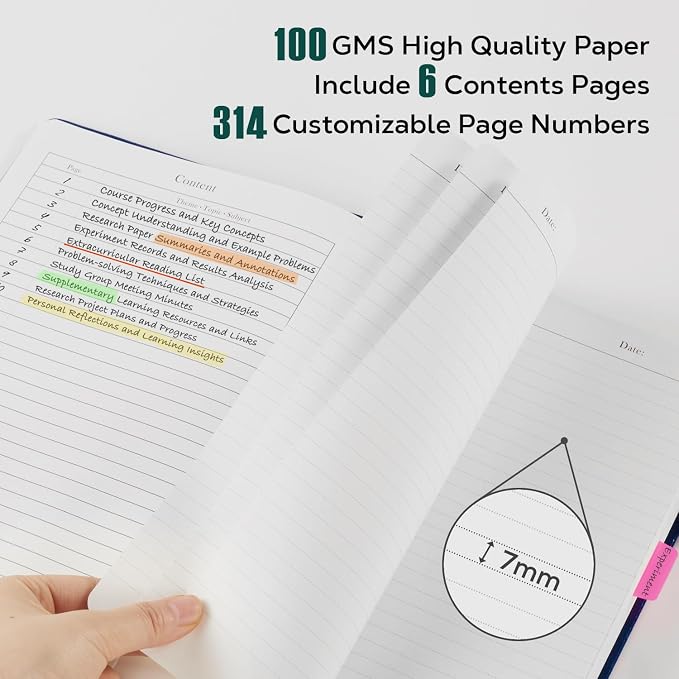 FOCUS DAY Hardcover Notebook Journal, B5 Lined Daily Journal College Ruled Notebook for Women Men, 320 Pages Large Writing Journal Notebook for School Work, Dark Green Leather Notebook, 7.1'' X 10''