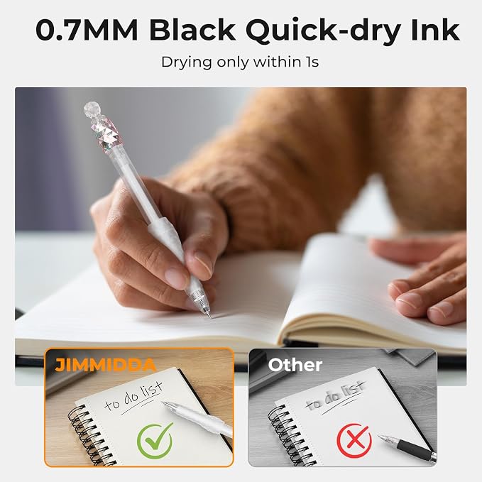 8 Pack Gel Pens - 0.7mm Fidget Rotating Black Ink, No Smudge | Fine Point Smooth Writing - Soft Grip, Quick-dry Gel Pens for Journaling, Cute School & Office Supplies, Gift for Women Men