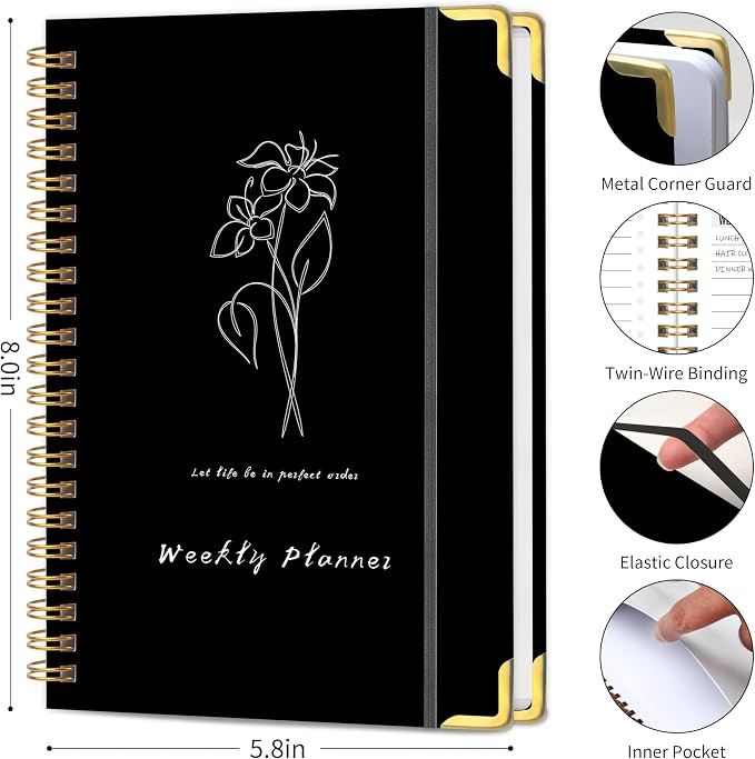 TREES Undated Weekly Planner, Weekly To-Do List, Goal and Habit Tracker | 5.8" x 8" Spiral-Bound Organizer for Weekly Goals, Tasks and Habits, Designed for Work, School and Everyday Planning