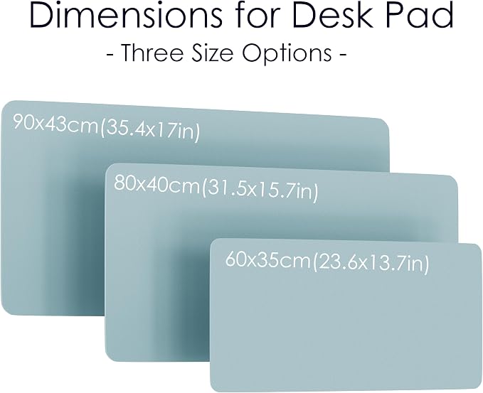 Leather Desk Pad Protector, Waterproof Mouse Pad, PU Desk Mat, Office Desk Cover, Desk Writing Mat for Office/Home/Work/Cubicle (Light Blue/Silver) 35.4x17 in