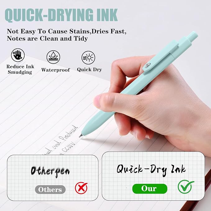 Piochoo Gel Pens, 8 Pcs 0.5mm Quick Dry Black Ink Pens Fine Point Journal Pens Smooth Writing Pens, Cute Office School Supplies Gifts for Women Nurses