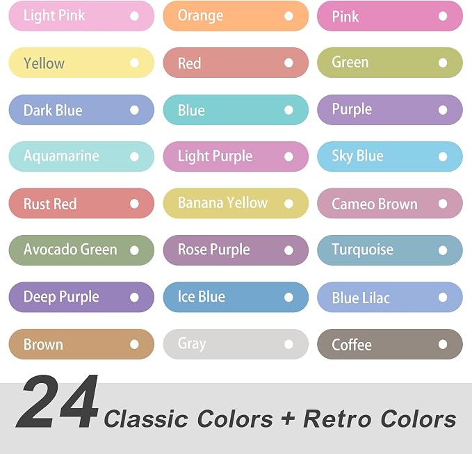 HANKU Pastel Highlighters, 24Pcs No Bleed Bible Highlighters Assorted Colors, Dual Tip Unique Retro Colors, Quick Dry Aesthetic Highlighters Markers for Bible Journals Planners Books Notes
