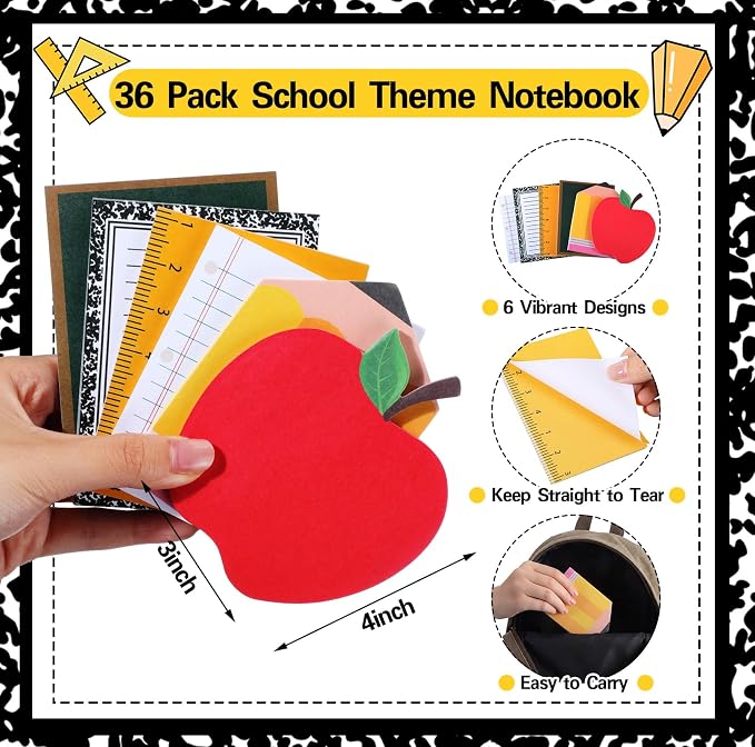 Eaasty 72 Pcs Back to School Teacher Gifts Bulk Cute Composition Notepads and Ballpoint Pens with Ribbon Inspirational Thank You Gifts for Teacher, Student, Staff, Coworker