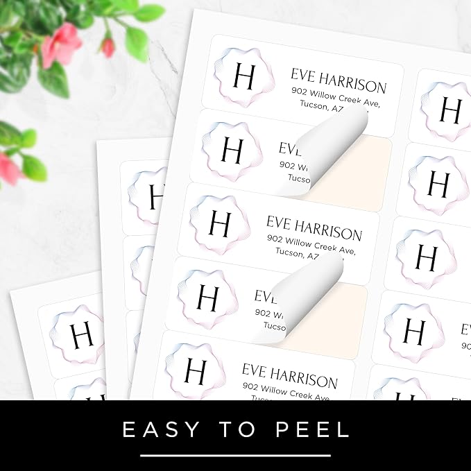 Personalized Return Address Labels, Custom Address and Name Mailing Labels Square for Envelopes & Branding- Watercolor 1x2.6 Inches Flat Sheet of 60-1200 Made in USA by My Sign Center