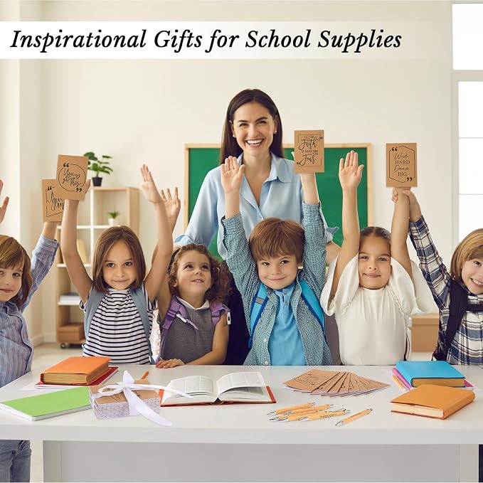 Fulmoon 120 Pcs Motivational Pens Inspirational Notebooks Gifts Bulk Inspirational Ballpoint Pen Small Note Pads Appreciation Gifts for Employee Nurse Volunteer Teacher Back to School (Brown)
