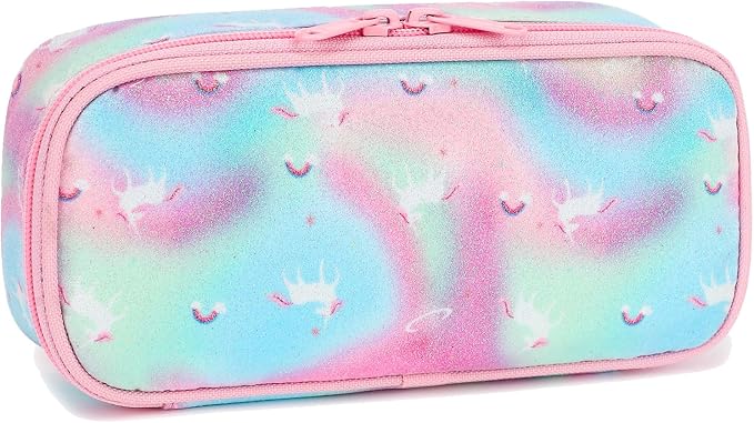 FlowFly Large Capacity Pencil Case for Kids, Boys & Girls – Zippered Multi-Functional Pen Pouch, Soft & Portable Pencil Bag for School, Teens, Students, Glitter#Unicorn
