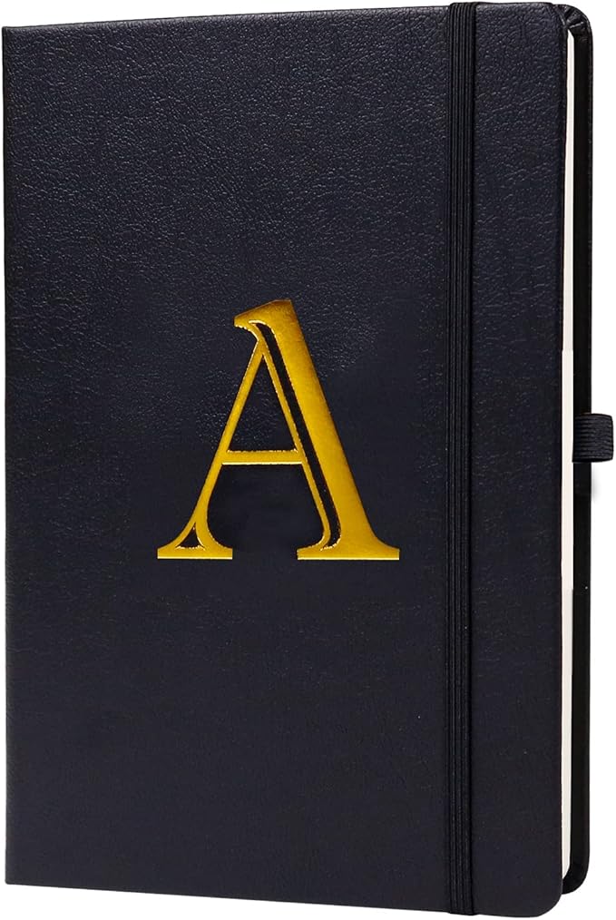 Business Notebook for Men Women, A5 Journal Notebook with A-Z , Dual-Sided Writing Paper Notebook with Dividers, Travel Journal for Teens, 200 Pages Leather Journal for Writing, Work, Meetings Black,A