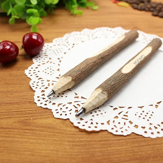 30Pcs 5" Long Twig Pencils, Natural Wood Pencils Bulk, Wooden Graphite Pencils for School Party Supplies Novelty Camping Themed Party Decorations