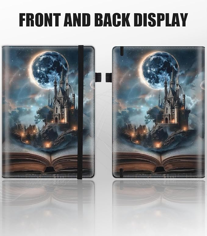 Hardcover Executive Notebooks, A5 PU Leather Lined Journal Notebook, 200 Pages Thick Paper Subject Notebooks for School,Work,Home Writing Business Notebook, Diary Book ，Castle