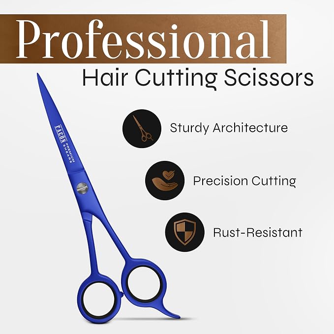 Facón Hair Cutting Scissors - Professional Hair Scissors 6.5 Inch Razor Edge Barber Shears Salon Hair Cutting Shears - Japanese Stainless Steel - Precision Cutting Premium Shears for Men, Women & Kids
