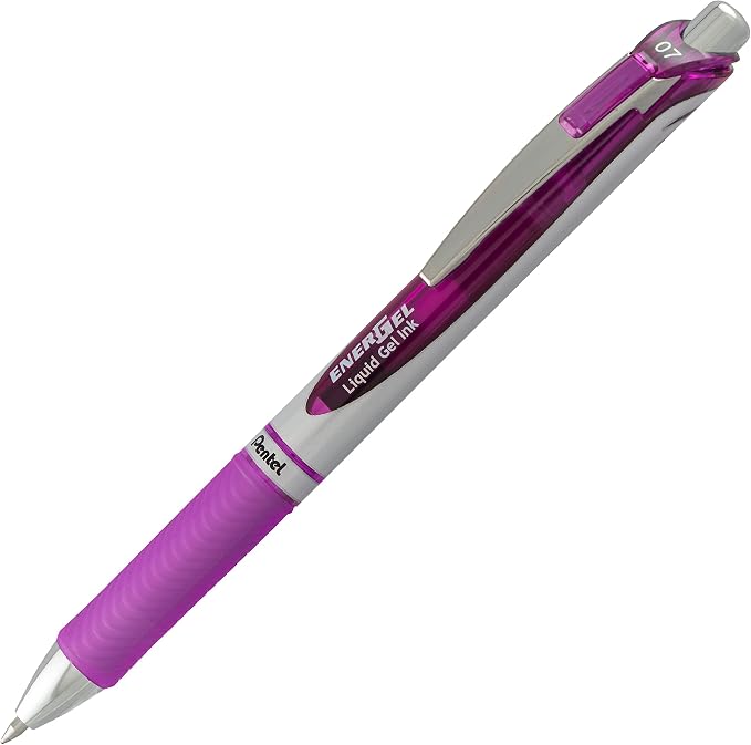 Pentel EnerGel Deluxe RTX Retractable Liquid Gel Pen, 0.7mm, Metal Tip, Violet Ink, 6 Pack (BL77BP2V)