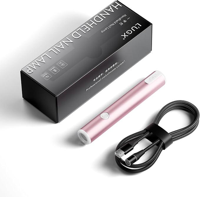 L'UGX Handheld uv Light for Gel Nails with Magnetic Fast Charging – High Power Portable LED Nail Lamp for Gel Polish, Cordless Nail Dryer for Salon & Home-Pink