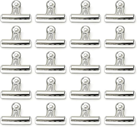 Large Bulldog Clips, 20 Pcs, 2.2 Inch, Silver, 56 mm, Hinge Paper Clips, Metal Clamps for Crafts, Food Bags, Drawings, Photos