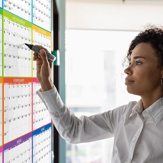 2026-2027 Yearly Wall Calendar - Calendar 2026-2027, July 2026 - June 2027 | Large Wall Calendar 26-27, 34.8" x 22.8"(Open), Full Year Calendar Large, One Page Vertical with Round Stickers - Colorful