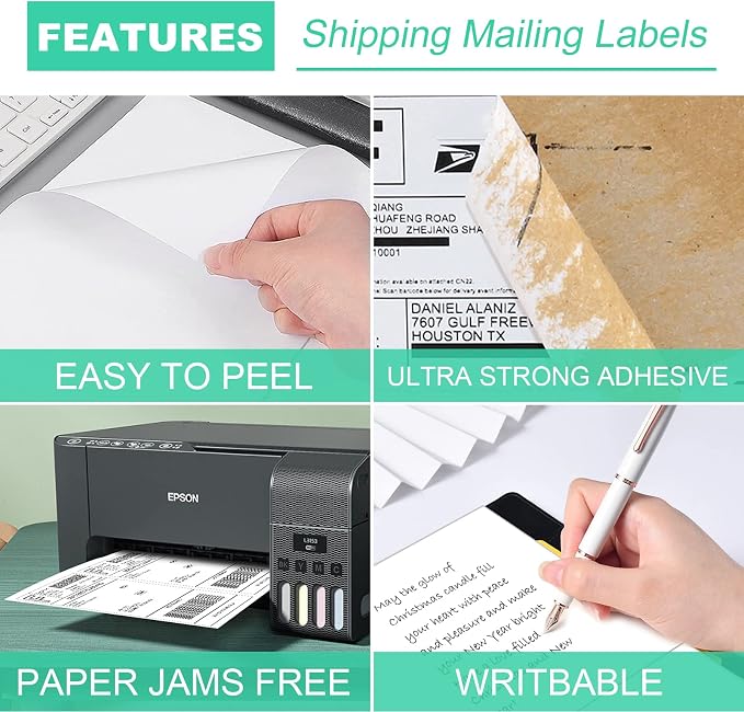 Half Sheet 8.5x5.5inch Shipping Mailing Label 4000 Counts, 2 Labels Per Sheet 8.5 x 11 for Laser & Inkjet Printer, Permanent Adhesive Label Square Corner (2000 Sheets)