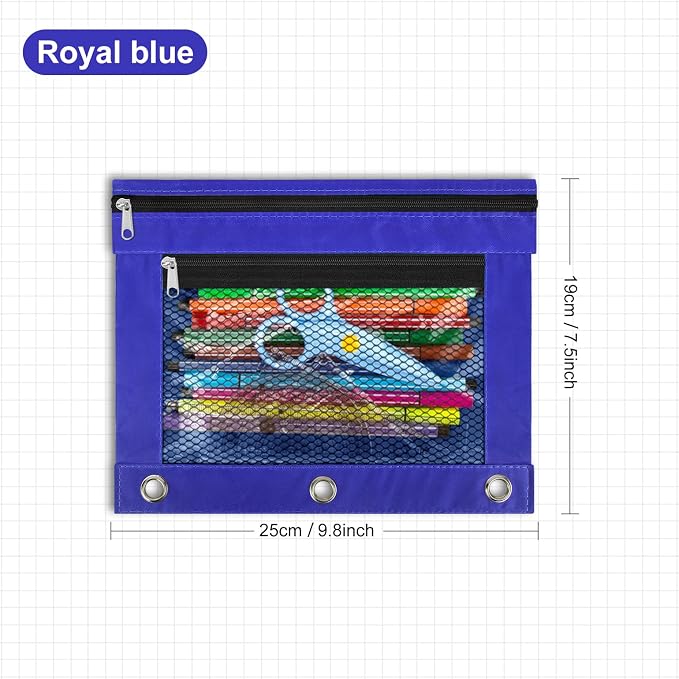 IKAYAS 20 Pack Navy Blue Pencil Pouch for 3 Ring Binder bulk with Zipper for Classroom bulk Pencil Box Pencil Case for Storing School Students Teacher Supplies