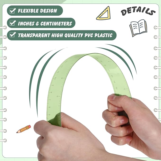120 Pcs Clear Plastic Ruler Bulk 12'' Colorful Ruler for Classroom with Inch Centimeter for Teacher Student Back School Office Supplies Tool Operation Measuring Drawing(Pastel)