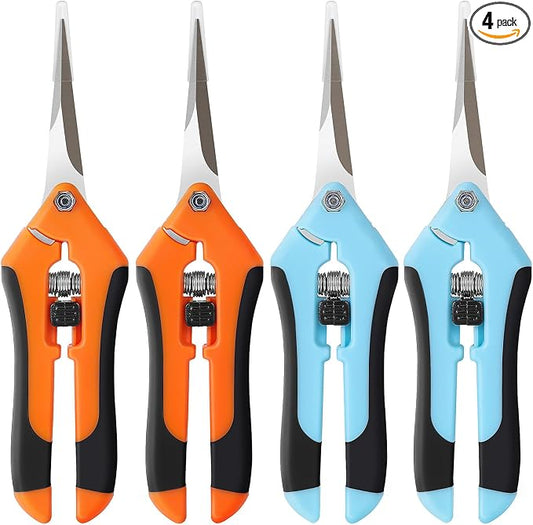 4 Pack Pruning Shears, 6.5 Inch Garden Scissors Gardening Hand Pruning Snips with Straight Stainless Steel Precision Blades for Gardening Flower Plant Precise Trimming and Pruning Maintenance